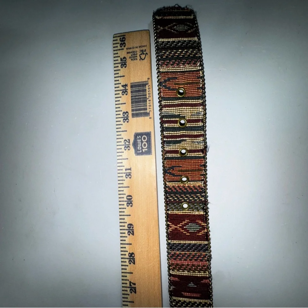 Vintage Distressed Fabric Southwestern Print Gold Detail Buckle Belt Women’s S/M